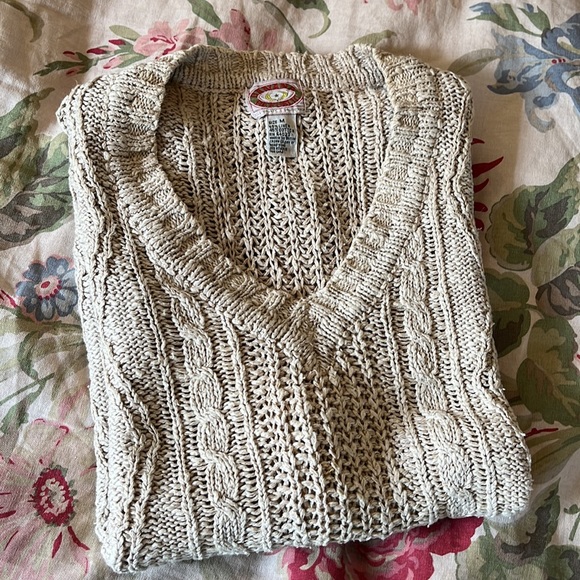 Vintage 80s BANANA REPUBLIC Size Medium Classic Cableknit Vest Linen & Cotton - Picture 15 of 16